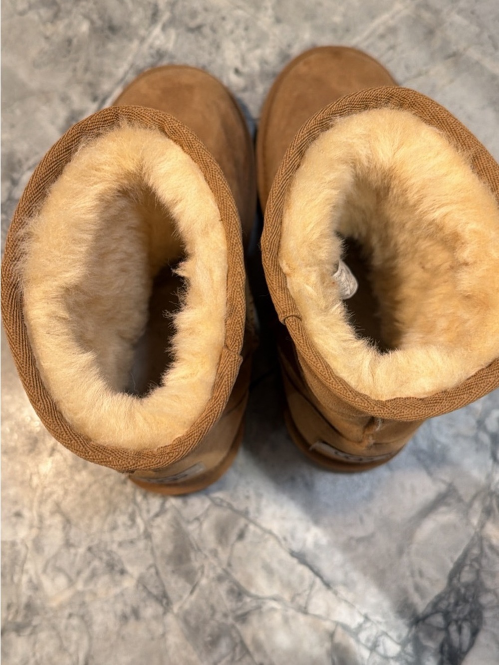UGG Kids Classic Mini Boots - Chestnut Suede with Cream Shearling